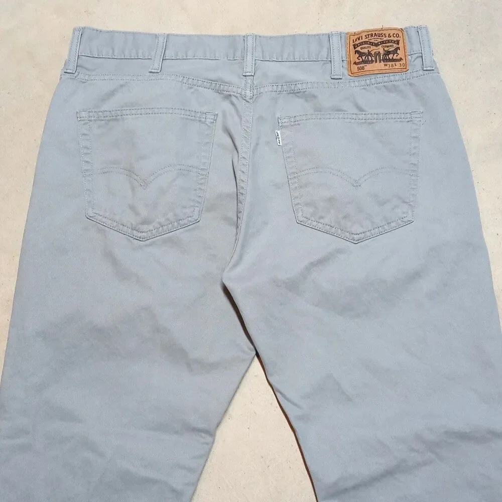 Levi's 508 Jeans Size 38x30 (Fits 37x29) Gray Denim Straight Leg White Tab